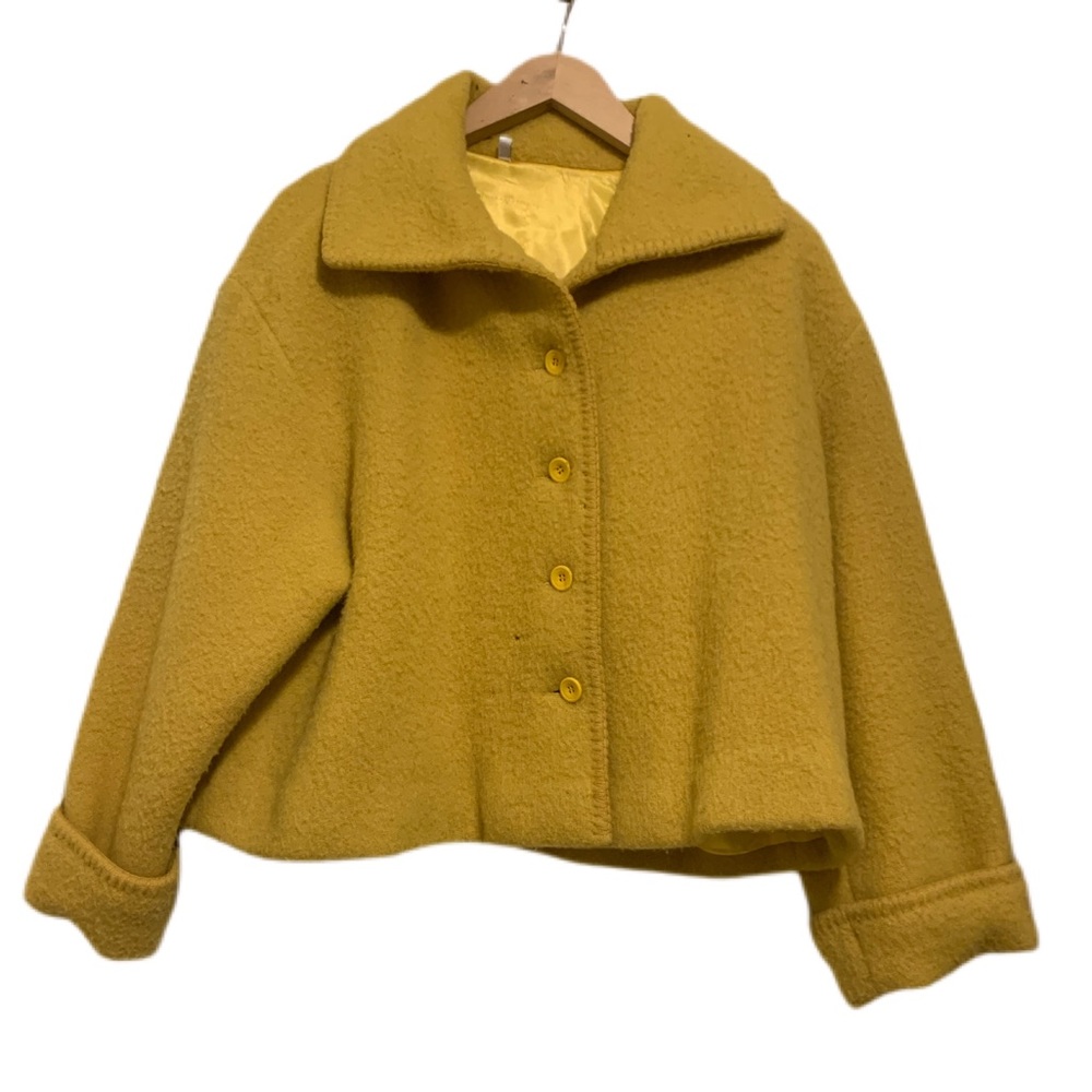 Cropped Wool Pea Coat Jacket